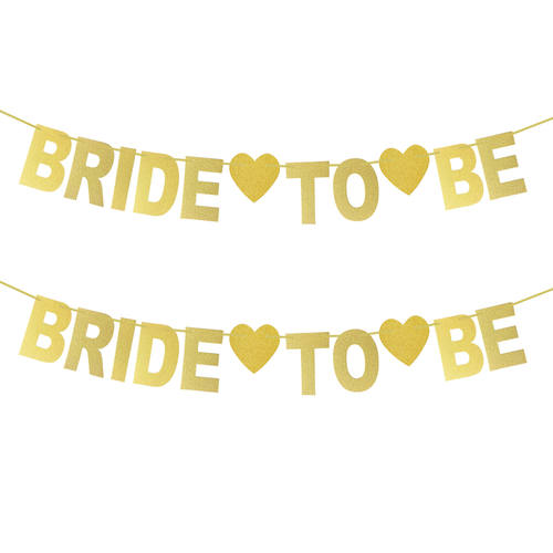 速卖通亚马逊热卖bride to be 闪粉爱心拉花拉旗聚会派对装饰跨境