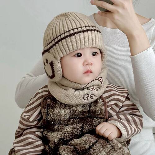 婴儿帽子秋冬季针织帽围
