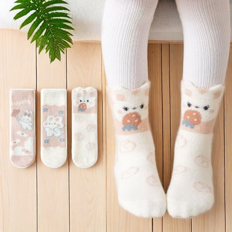 不起球女童冬季袜子加绒