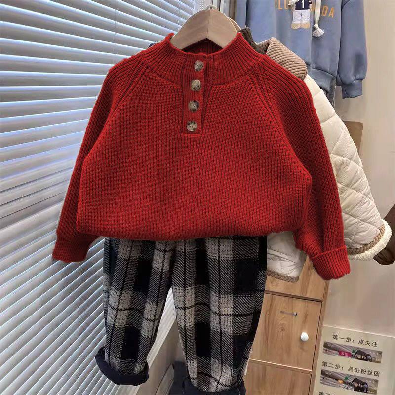 过年服红色儿童毛衣冬季