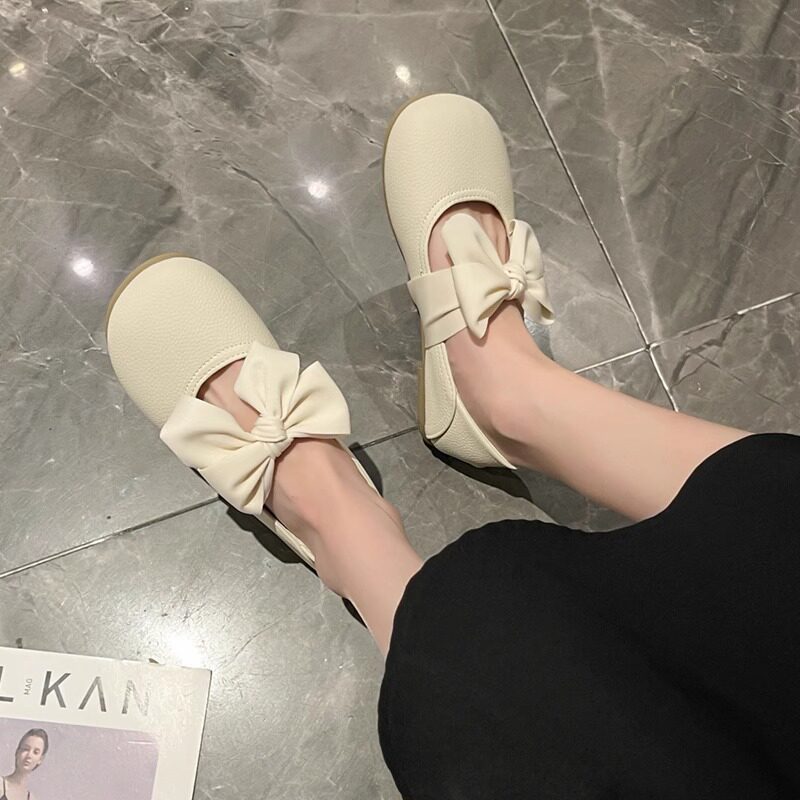 两穿豆豆鞋女2025新款春季温柔风软底仙女一脚蹬乐福鞋平底单鞋子