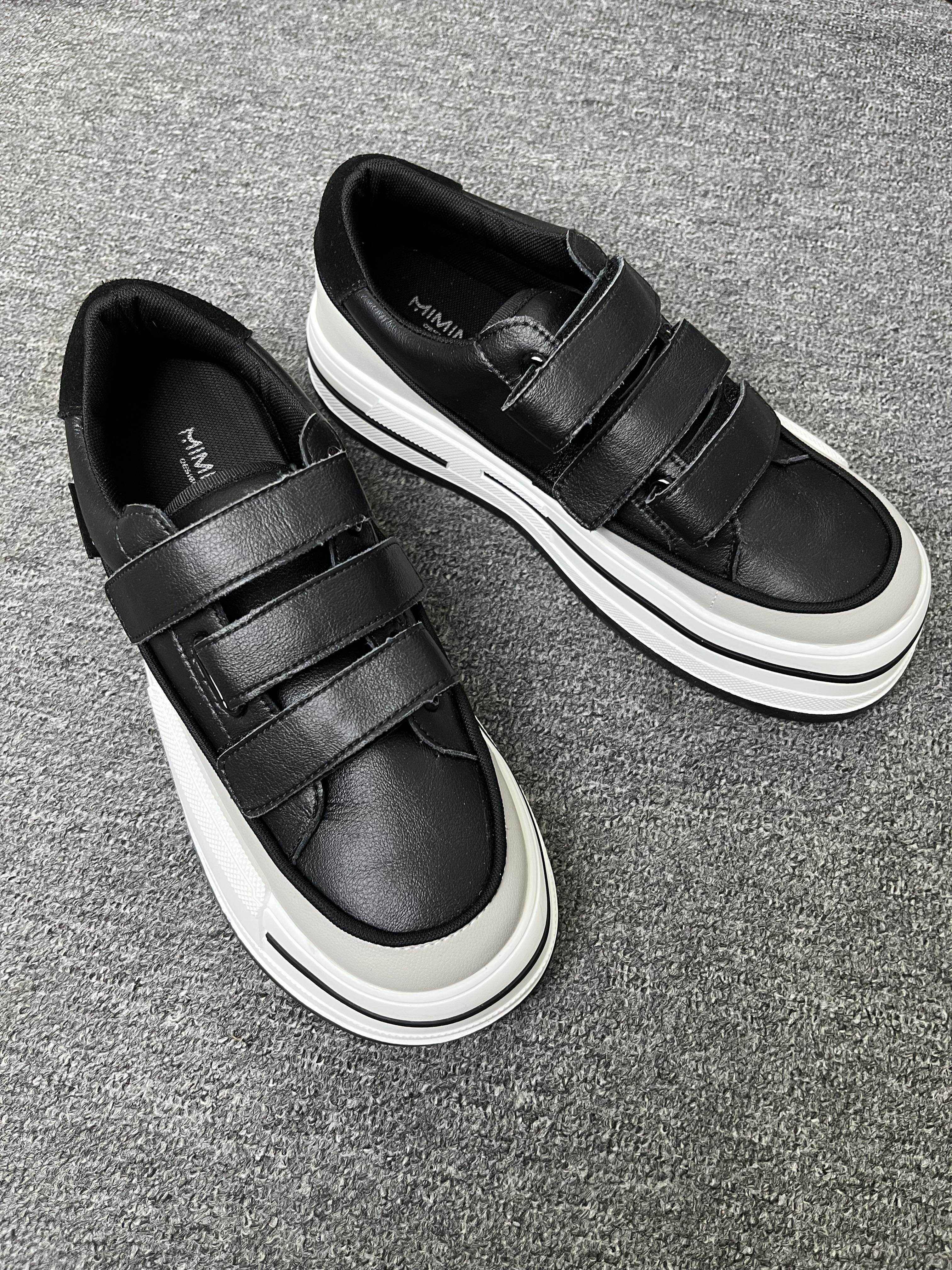 mimimaso厚底真皮魔术贴小白鞋女ins百搭小众板鞋网红休闲运动鞋