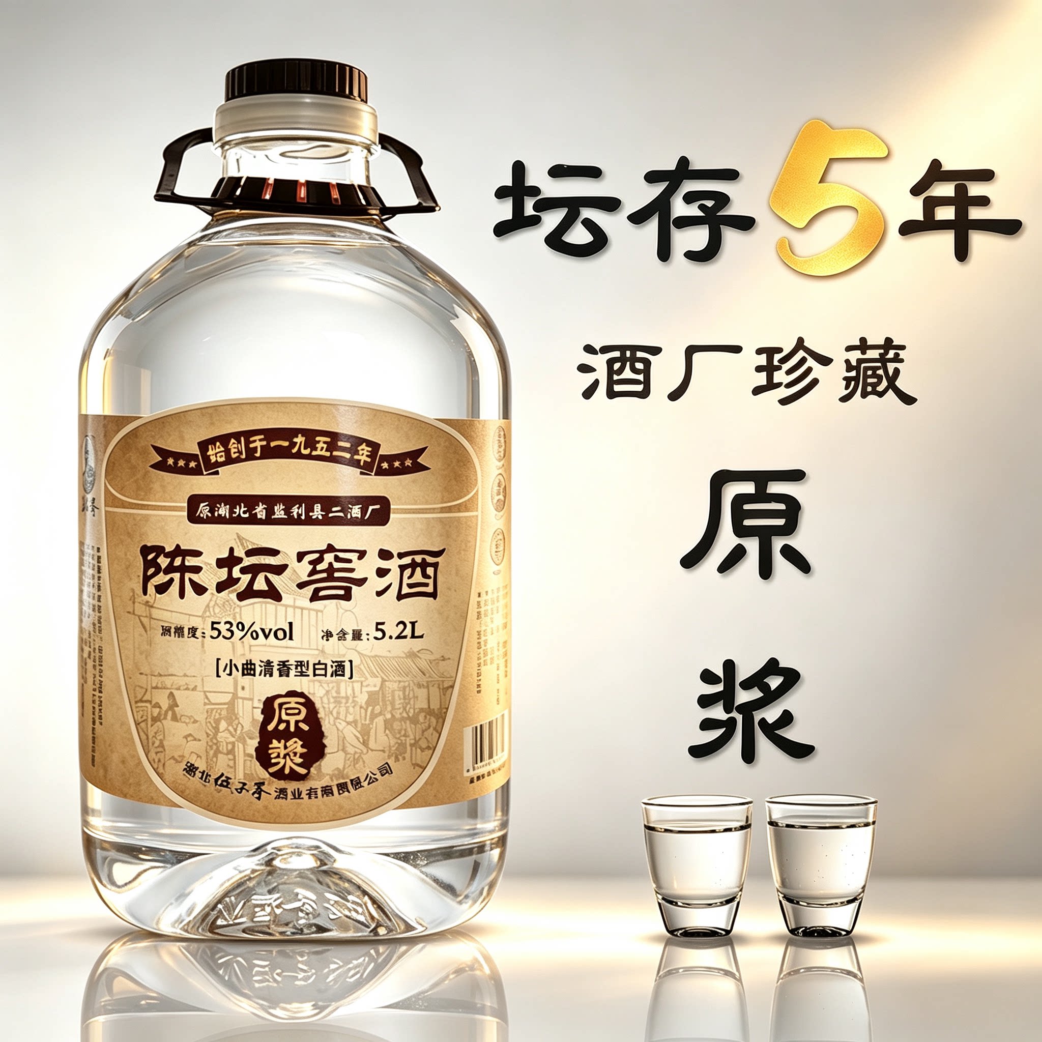 湖北监利清香型酒陈坛窖酒纯粮酿造小曲酒5年原浆10斤桶装口粮酒