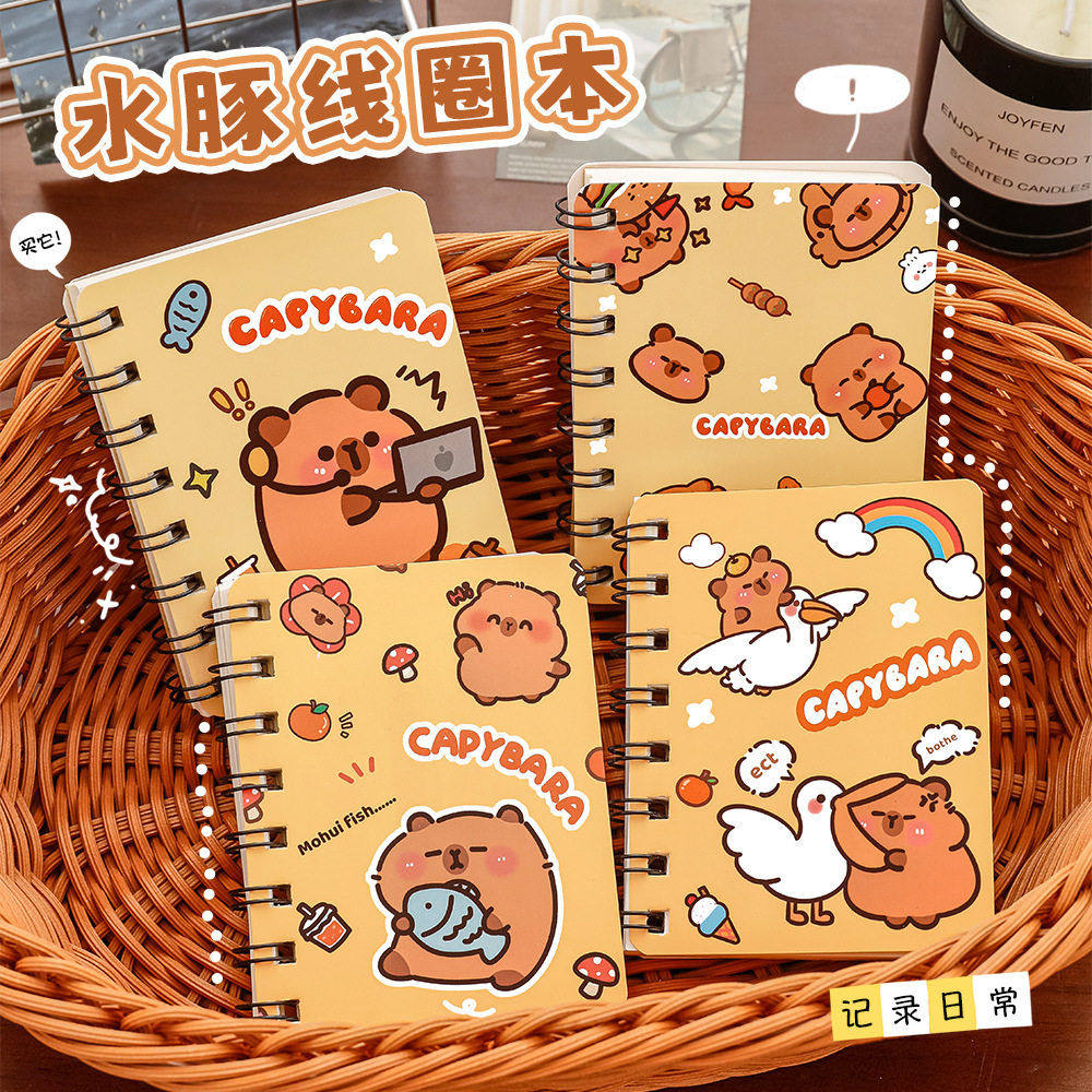 可爱水豚侧翻线圈本学生颜值A7口袋笔记本卡皮巴拉记事小本子,文具电教/文化用品/商务用品,笔记本/记事本,淘宝优惠券,粉丝福利购,淘宝优惠卷