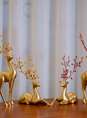 【特价】家居装饰工艺品小福鹿客厅电视柜红酒柜摆件动物雕塑摆设