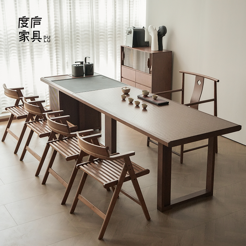 度庐茶桌2025新款高端家用阳台茶台现代简约餐桌书桌一体两用桌子