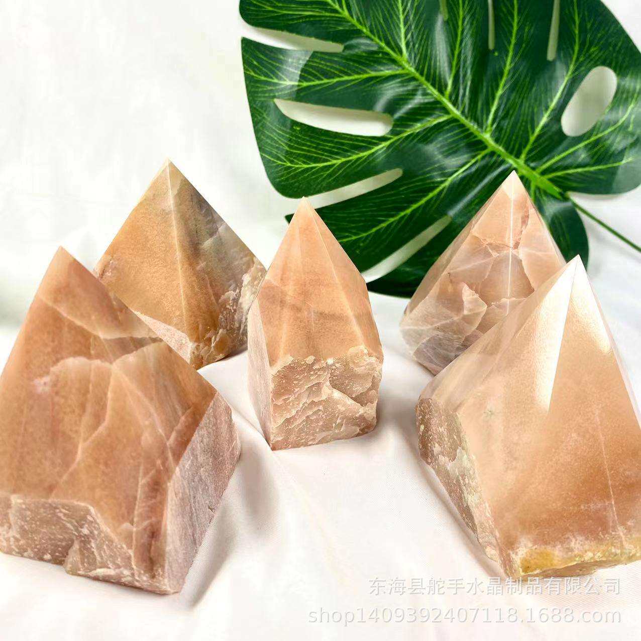 天然水晶粉东陵原石单尖能量原石打磨装饰造景工艺品摆件