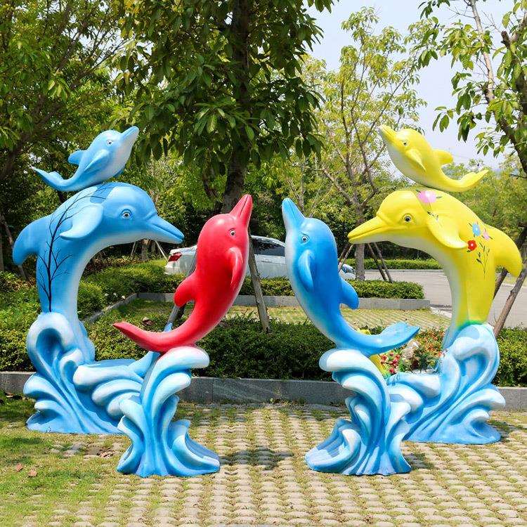 海豚雕塑售楼处水上乐园景区仿真海洋动物摆件海洋旅馆公园玻璃钢