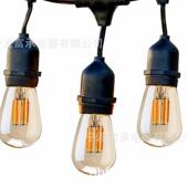 E27户外防水灯串线欧规灯串灯座连接线美式 跑马圣诞灯营地串