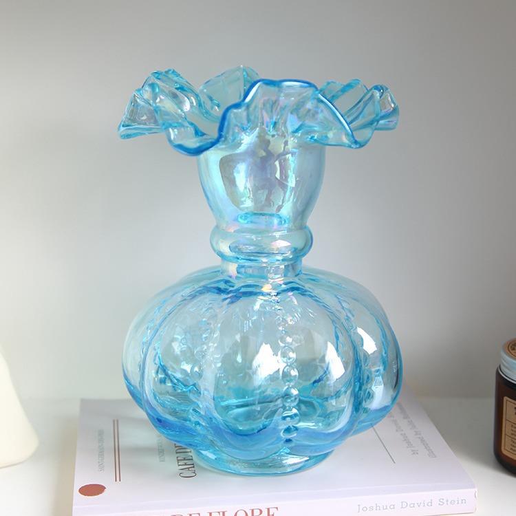芬顿花瓶中古高级感法式琉璃玻璃花器水养插鲜花复古手工家居摆件