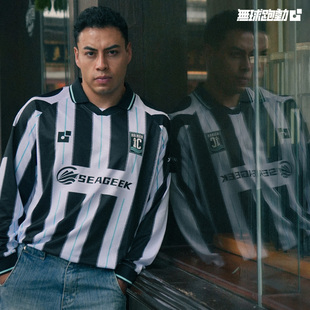 無球跑動海南无限海岸长袖球衣特别版黑白条纹潮流翻领生活穿搭