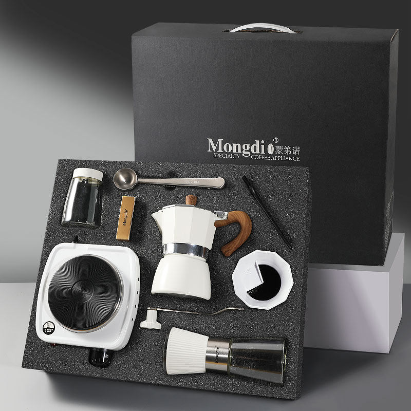 Mongdio摩卡壶煮咖啡壶套装礼盒意式咖啡机家用小型萃取咖啡壶
