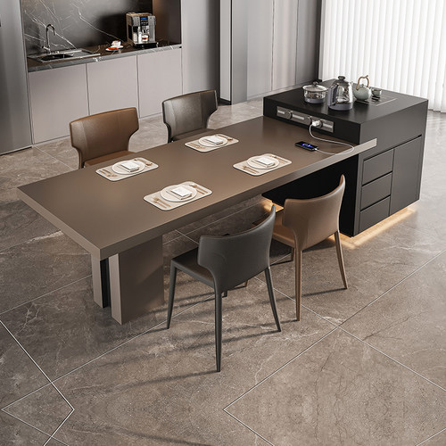 意式极简岛台餐桌可伸缩可定制