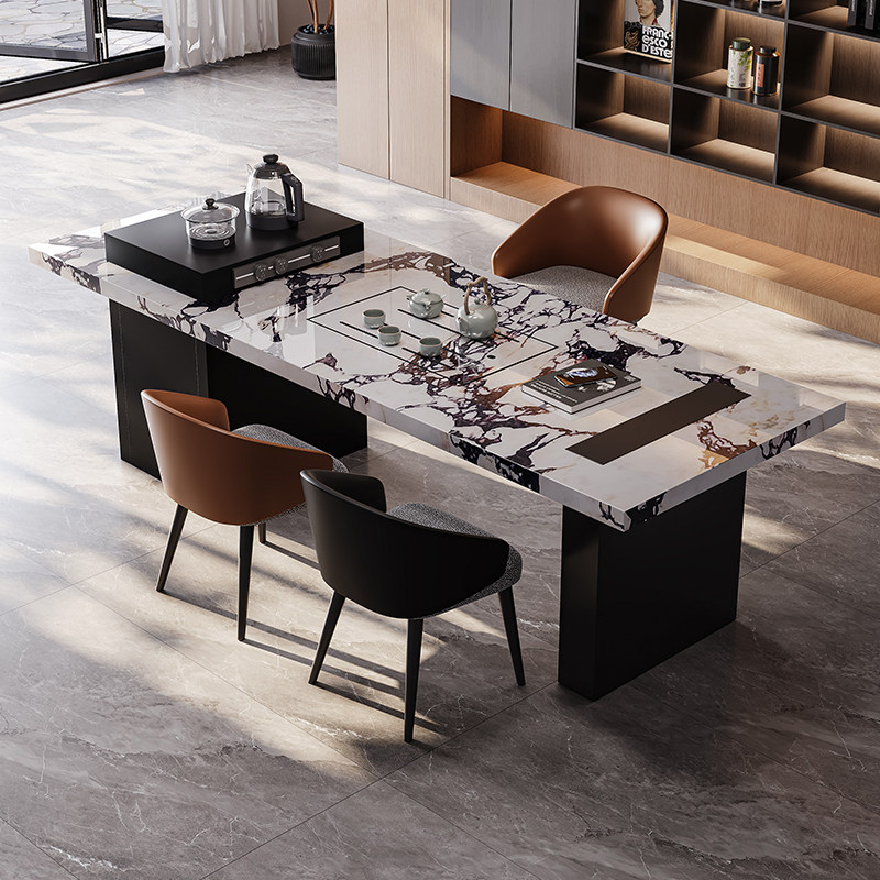 意式岩板茶台桌现代茶桌椅组合简约轻奢高级中式家用办公室茶道桌,住宅家具,家用茶台/茶桌,淘宝优惠券,粉丝福利购,淘宝优惠卷