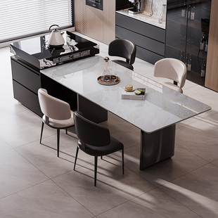 天然奢石岛台餐桌一体新芬迪白家用客厅别墅设计师款 多功能中导台