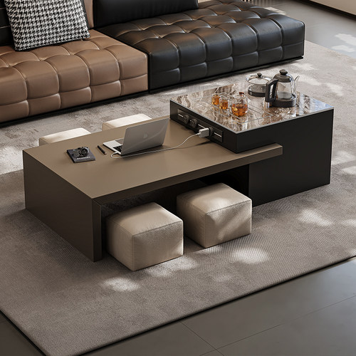 兰朵达轻奢岩板长方形茶几家用