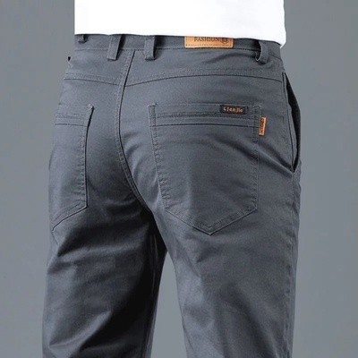 弹力休闲裤男款秋冬新款修身直筒商务男长裤工装裤子耐磨工作裤男