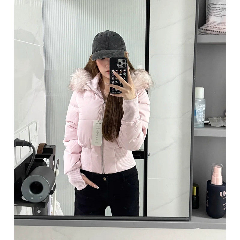 超好看韩系粉色大毛领连帽棉服女冬季修身加厚保暖短款棉衣外套,女装/女士精品,棉衣/棉服,淘宝优惠券,粉丝福利购,淘宝优惠卷