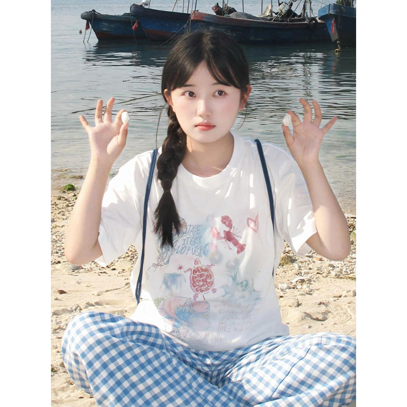 【送运费险】白色美式重磅t恤女