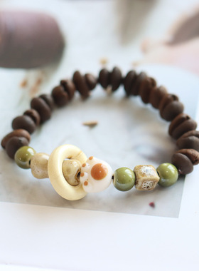 男士木质天然石手串简约风