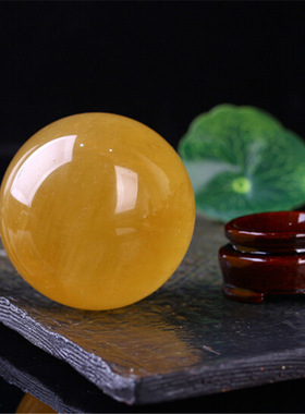 天然黄水晶球厨房西北角摆件