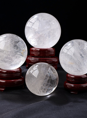 天然原矿白水晶球摆件客厅财位