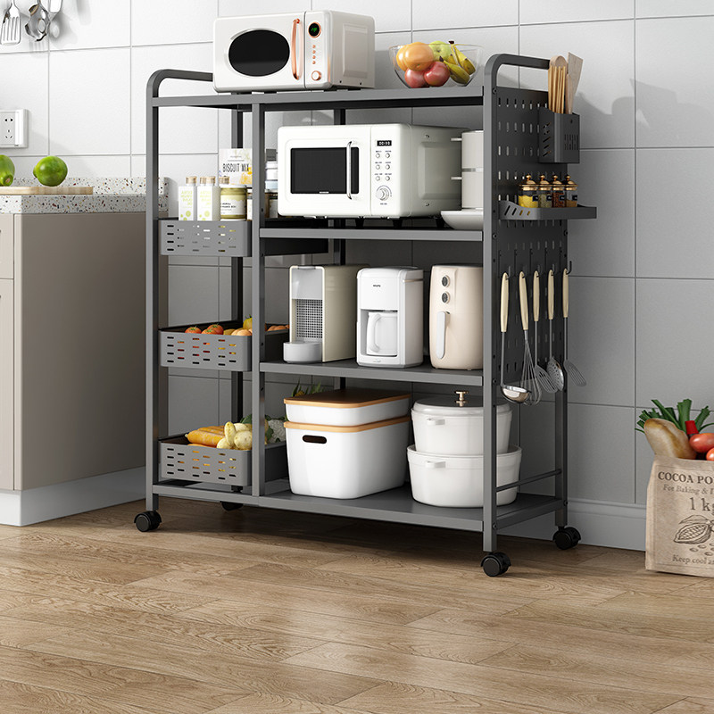 厨房置物架落地家用微波炉烤箱置物架多功能小家电器多层收纳层架