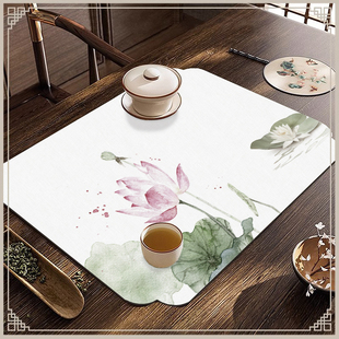 新中式风茶杯垫吧台餐桌垫软硅藻泥垫吸水速干隔热防烫差几垫盖布