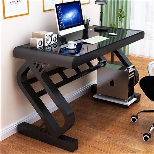 曼斯菲尔桌子电脑桌台式家用带键盘托办·公桌卧室简约书桌钢化玻