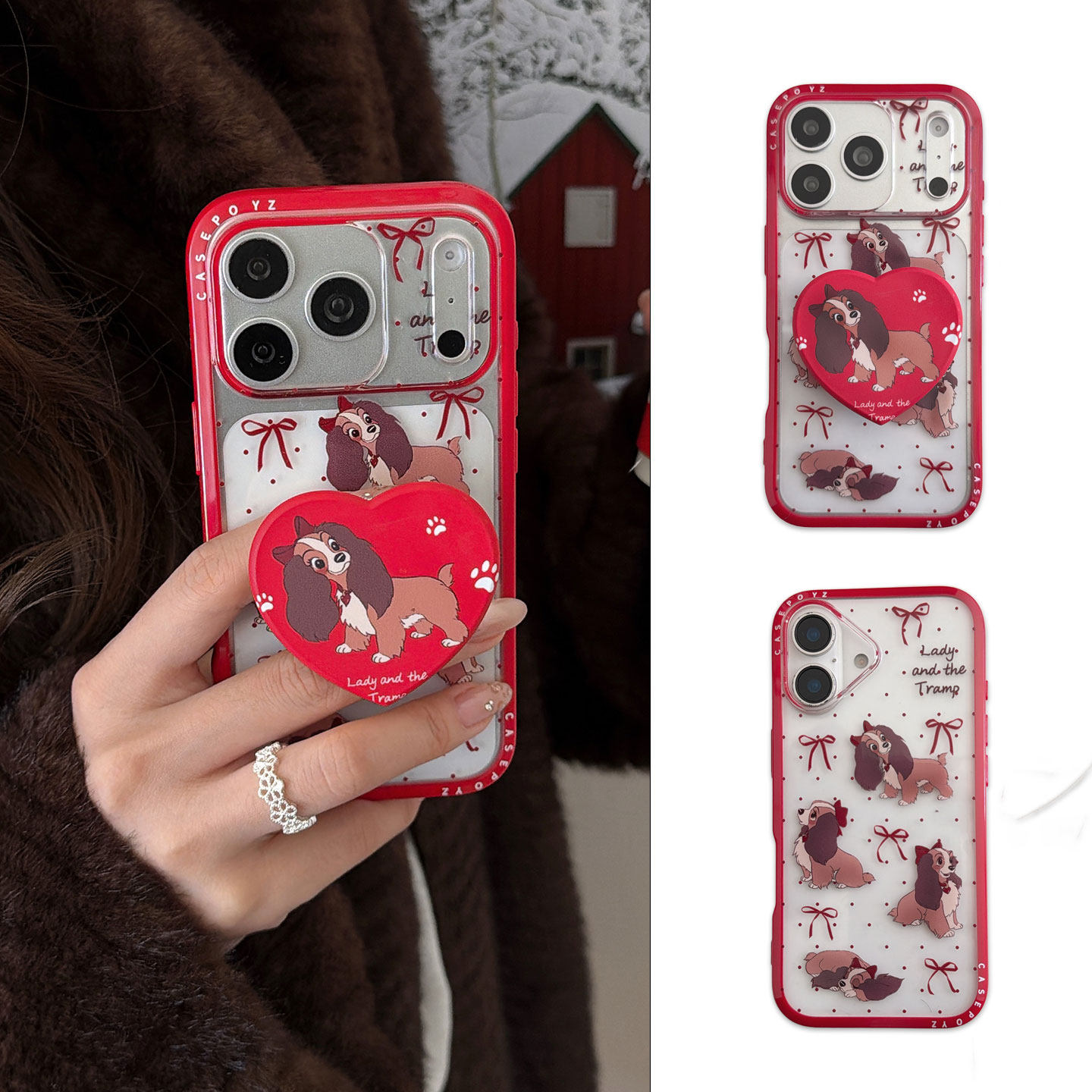 野壳ins小众新年红礼物盒狗狗磁吸支架适用iphone17promax苹果16pro手机壳15/14新款贝贝壳13防摔保护套卡通