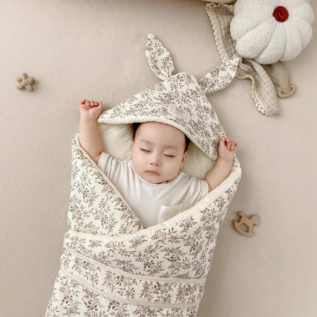 婴儿抱被大耳朵印花新生儿抱毯产房包纱布棉秋冬加厚包被,婴童用品,婴童抱被/抱毯,淘宝优惠券,粉丝福利购,淘宝优惠卷