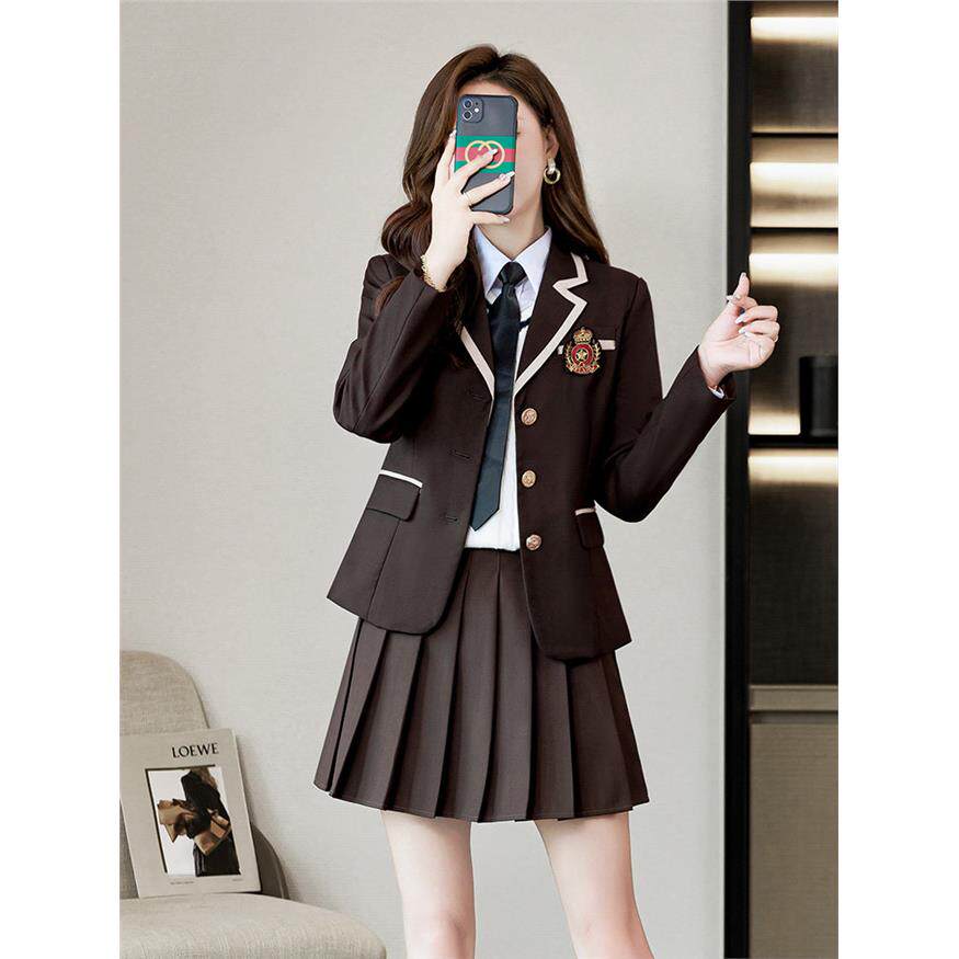 学院风西装外套女春秋2025新款高级感小个子JK制服职业西服套装裙