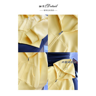 黄色短款卫衣外套女款春季正肩修身收腰上衣2026新款韩系开春穿搭