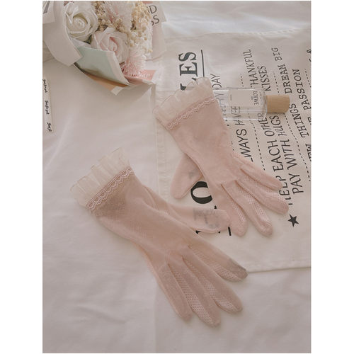 防晒手套女式薄款夏季触屏防滑司机骑电动车冰丝蕾丝短款开车骑行