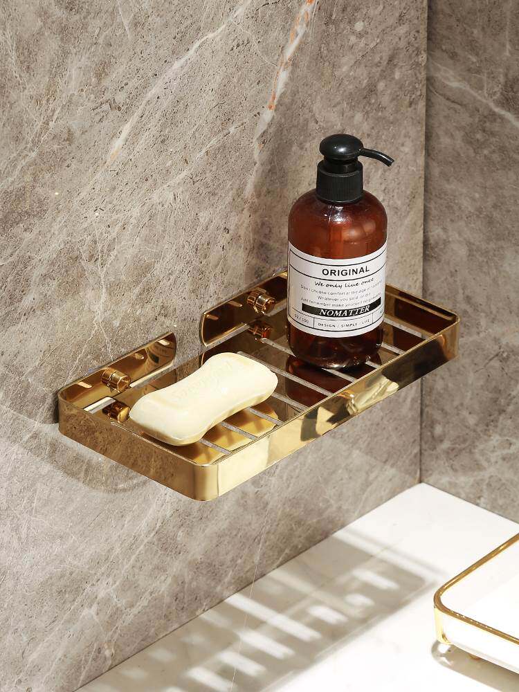 日本进口轻奢肥皂盒免打孔壁挂式沥水浴室不锈钢香皂盒