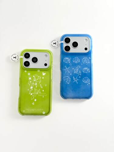 韩系ins夏日小清新线条贝壳百合花双层印花适用iphone17promax手机壳苹果17pro新款15创意16pro女13/14防摔16