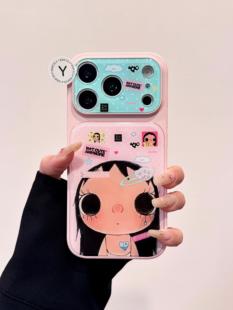 可爱少女心粉底发夹小玉适用于iphone15手机壳苹果17promax保护套14大视窗全包新款 max高级感手机套 16pro个性