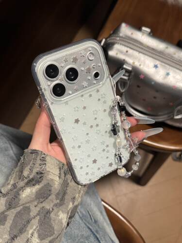 韩系ins简约细闪满屏星星链条双层印花适用iphone17promax手机壳苹果17pro新款15创意16pro女13/14防摔16