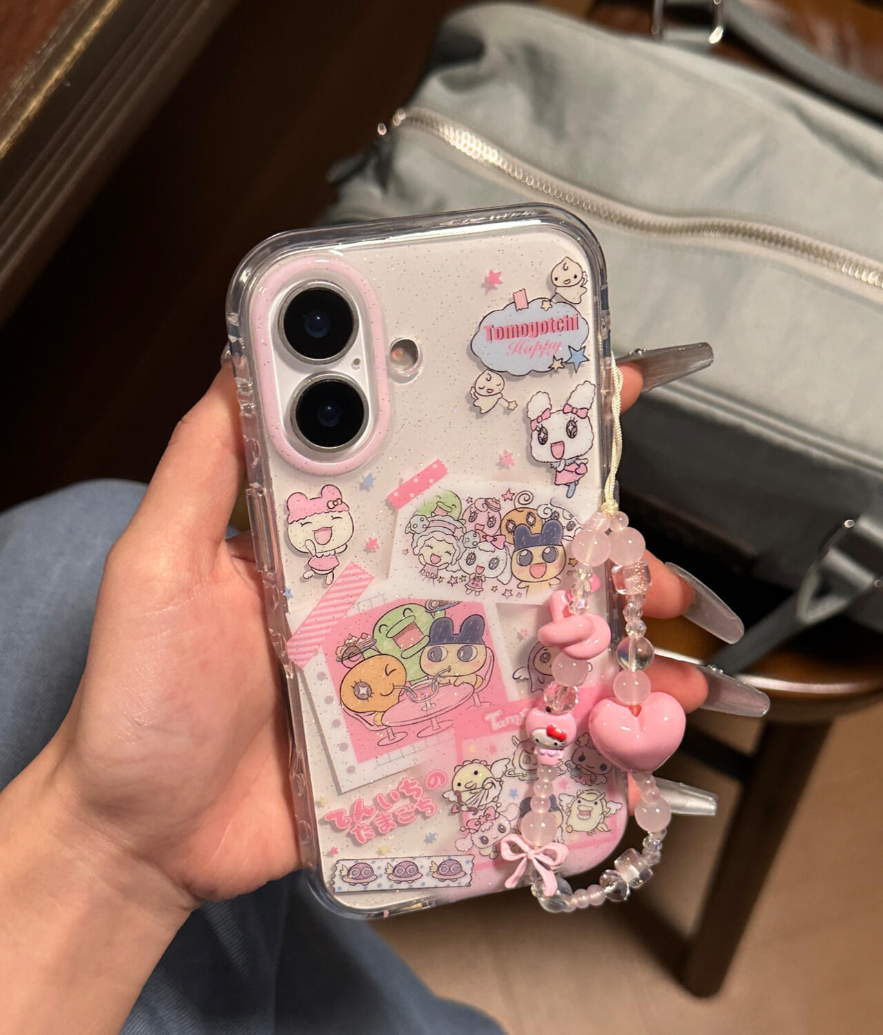ins透明粉框电子宠拓麻歌子链条手机壳适用苹果16promax新款双层15pro全包14promax保护套14/13防摔16女款,3C数码配件,手机保护套/壳,淘宝优惠券,粉丝福利购,淘宝优惠卷