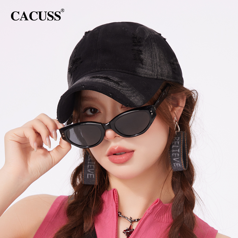 CACUSS棒球帽女春夏新款美式复古做旧破洞鸭舌帽百搭个性潮牌帽子