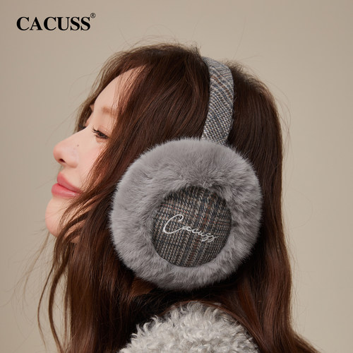 CACUSS保暖防寒复古格纹耳罩女冬