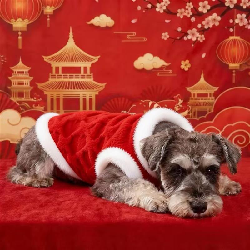 柯基比熊雪纳瑞法斗柴犬柯基犬新款网红圆领背心小狗宠物新年衣