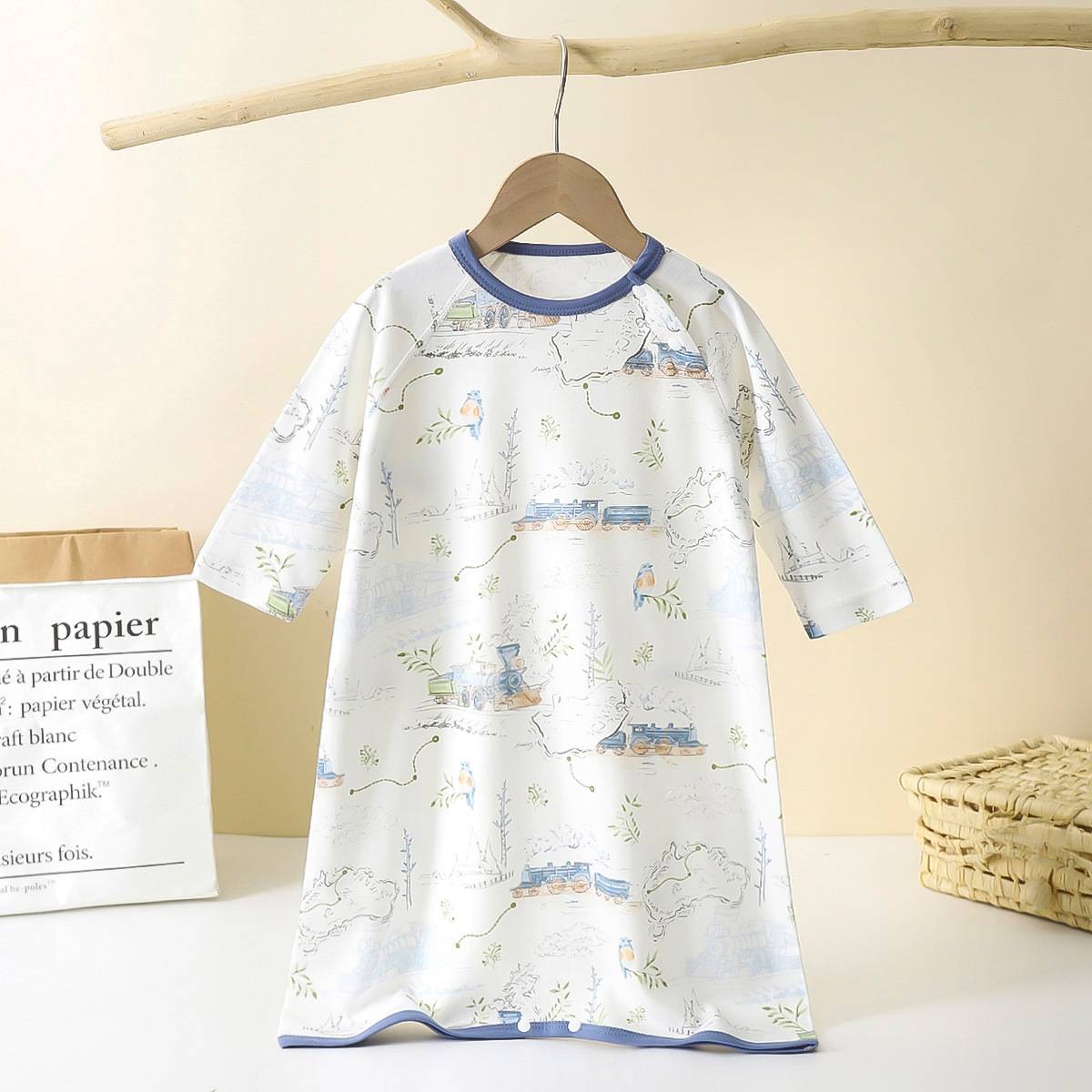 宝宝连体睡裙空调服婴儿长袖睡袍男女儿童家居服春秋四季防踢睡衣