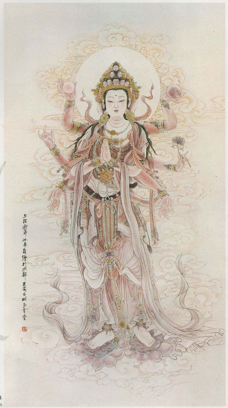 工笔画底稿人物千手观音4尺6尺菩萨佛像观音高清白描打印稿宣纸稿