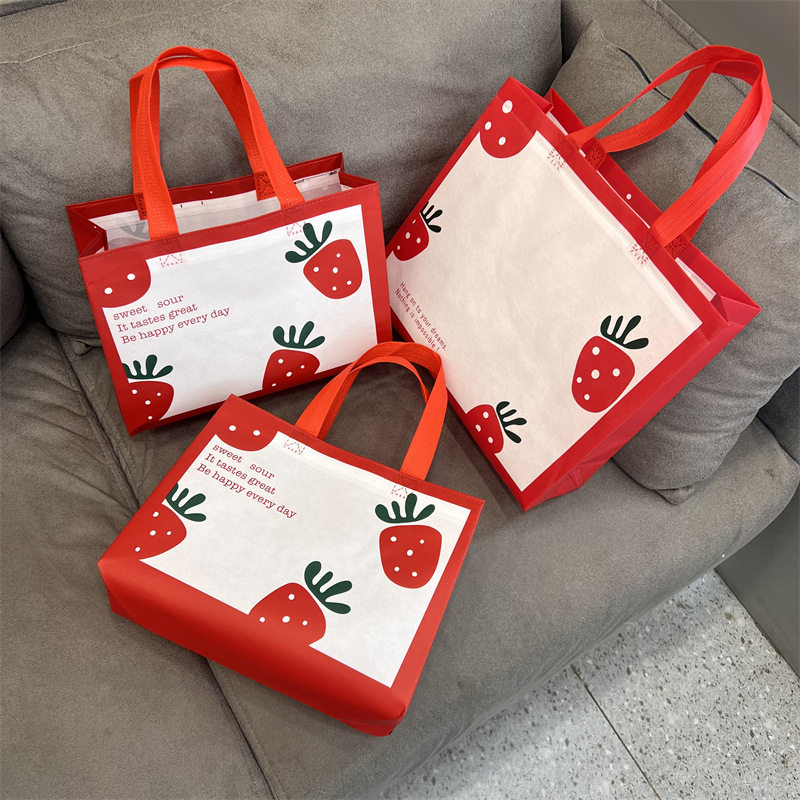 清新加厚可爱覆膜无纺布手提袋子衣物鞋盒兜子女装店商用礼品包装