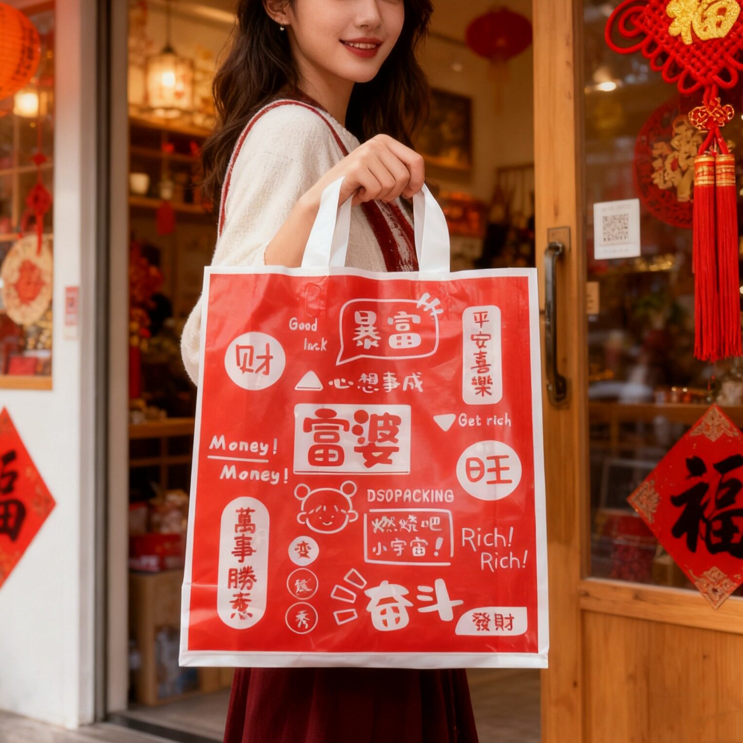 礼品包装手提袋加厚塑服装购物袋子女装店衣服鞋盒袋手提式