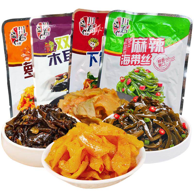 现货海带丝开袋即食咸菜下饭菜麻辣海带片学生榨菜整箱萝卜干条小