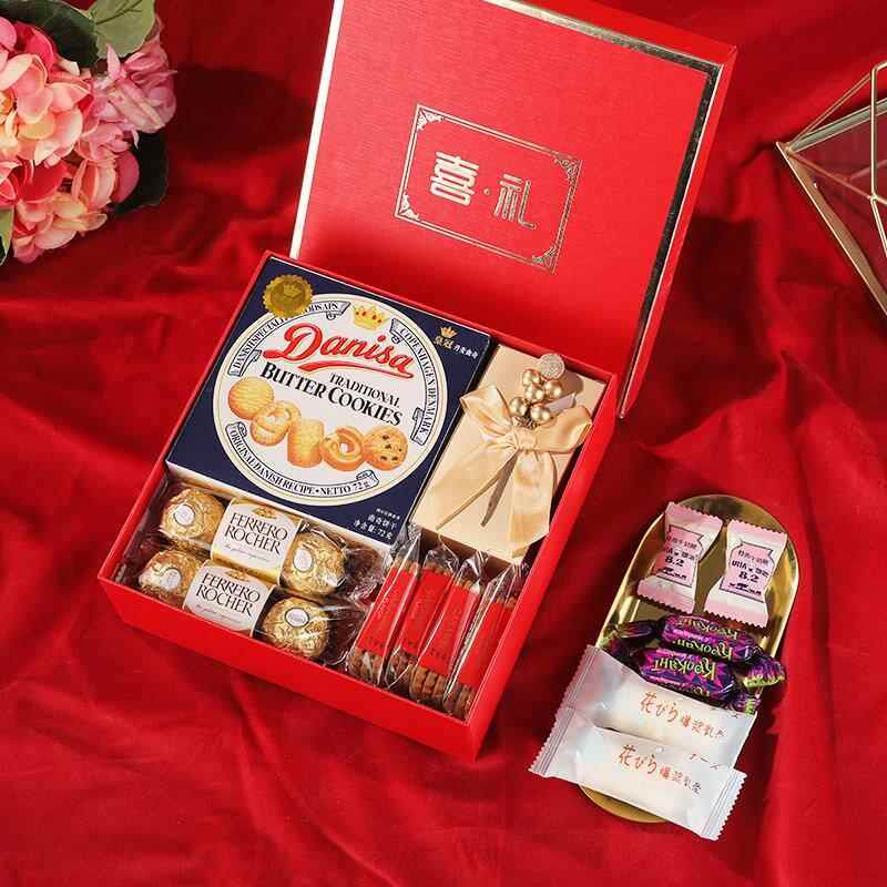 现货中国风结婚回礼专用喜糖礼盒装成品含糖果订婚喜饼混装伴手礼