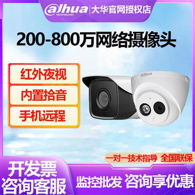 大华200/400万网络poe室外防水摄像头高清半球星光夜视枪机监控器