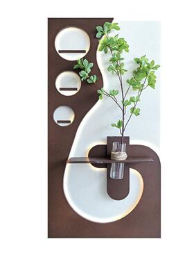 水培绿植玄关装饰画奶油风入户正对门走廊过道挂画置物架砂岩壁画